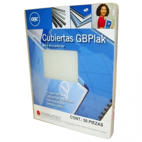 CUBIERTAS LISAS GBC GBPLAK COLOR CRISTAL PUNTOS DE ESPESOR 14 TAMAÑO CARTA 1 PAQUETE CON 50 PIEZAS - Envío Gratuito