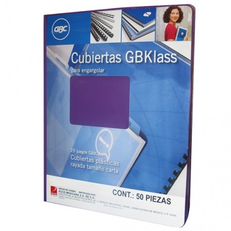 CUBIERTAS RAYADAS GBC GBKLASS COLOR MORADO PUNTOS DE ESPESOR 17 TAMAÑO CARTA 1 PAQUETE CON 50 PIEZAS - Envío Gratuito