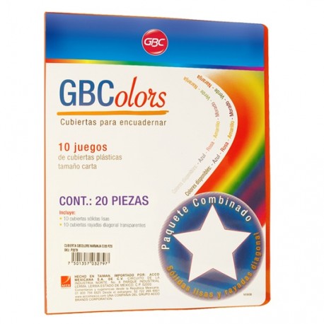 CUBIERTAS RAYADAS GBC GBCOLOR COLOR NARANJA PUNTOS DE ESPESOR 16 TAMAÑO CARTA 1 PAQUETE CON 20 PIEZAS - Envío Gratuito