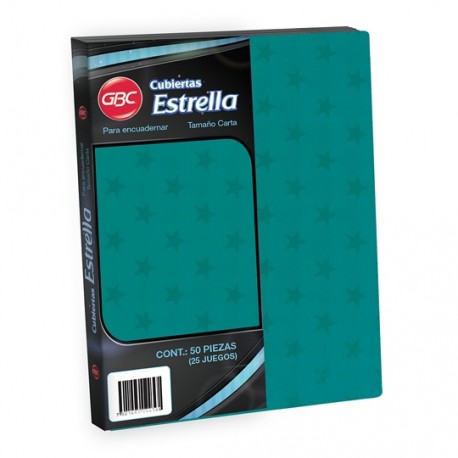 CUBIERTAS ESTRELLA GBC ESTRELLA COLOR TURQUESA PUNTOS DE ESPESOR 14 TAMAÑO CARTA 1 PAQUETE CON 50 PIEZAS - Envío Gratuito