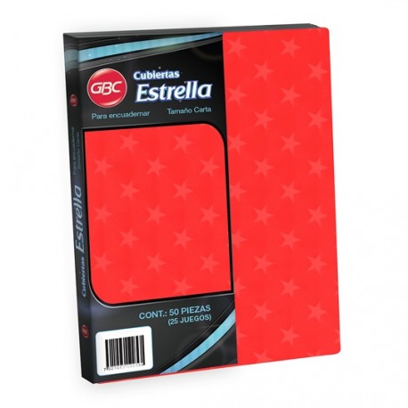 CUBIERTAS ESTRELLA GBC ESTRELLA COLOR ROJO PUNTOS DE ESPESOR 14 TAMAÑO CARTA 1 PAQUETE CON 50 PIEZAS - Envío Gratuito