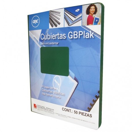 CUBIERTAS LISAS GBC GBPLAK COLOR VERDE PUNTOS DE ESPESOR 14 TAMAÑO CARTA 1 PAQUETE CON 50 PIEZAS - Envío Gratuito