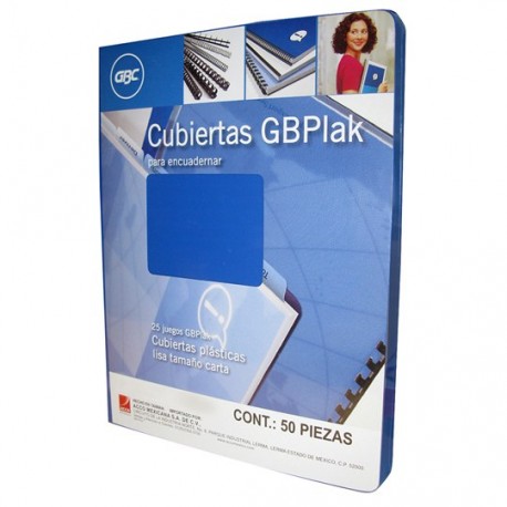 CUBIERTAS LISAS GBC GBPLAK COLOR AZUL MEDIO PUNTOS DE ESPESOR 14 TAMAÑO CARTA 1 PAQUETE CON 50 PIEZAS - Envío Gratuito