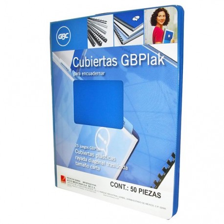 CUBIERTAS RAYADAS GBC GBPLAK COLOR AZUL PUNTOS DE ESPESOR 14 TAMAÑO CARTA 1 PAQUETE CON 50 PIEZAS - Envío Gratuito