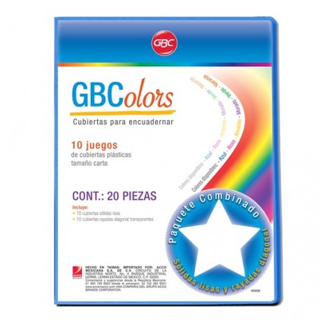 CUBIERTAS RAYADAS GBC GBCOLOR COLOR AZUL PUNTOS DE ESPESOR 16 TAMAÑO CARTA 1 PAQUETE CON 50 PIEZAS - Envío Gratuito