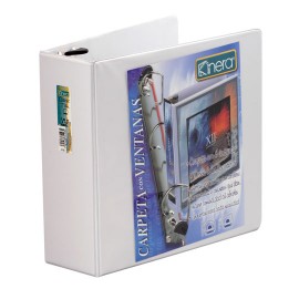 CARPETA DE VINIL PANORAMICA ARILLO EN D DE 2.5 PULGADAS COLOR BLANCA KINERA 9202BL 1 PIEZA - Envío Gratuito