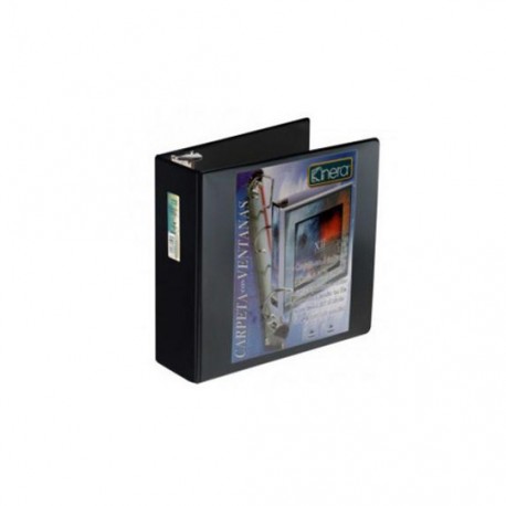 CARPETA DE VINIL PANORAMICA TAMAÑO CARTA ARILLO EN O DE 3 PULGADAS COLOR NEGRA KINERA 9301NE - Envío Gratuito