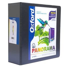 CARPETA DE VINIL PANORAMICA ARILLO EN D DE 4 PULGADAS COLOR NEGRO OXFORD PANORAMA 1 PIEZA - Envío Gratuito
