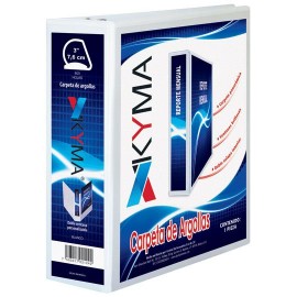 CARPETA DE VINIL PANORAMICA ARILLO EN D DE 3 PULGADAS COLOR BLANCA KYMA KYMA 1 PIEZA - Envío Gratuito