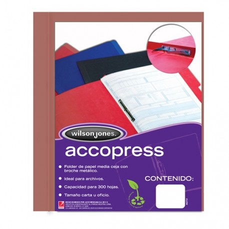 FOLDER DE PAPEL TAMAÑO CARTA ACCO ACCOPRESS P0927 TIPO CARPETA COLOR CAOBA 1 PQ C/10 PZS - Envío Gratuito