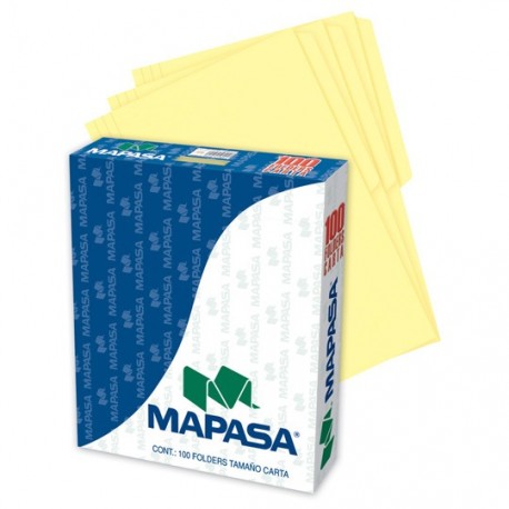 FOLDER DE PAPEL TAMAÑO CARTA MAPASA MAPASA PC0005 TIPO 1/2 CEJA COLOR AMARILLO 1 PQ C/100 PZS - Envío Gratuito