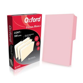 FOLDER DE PAPEL TAMAÑO OFICIO TOPS PRODUCTS PENDAFLEX M751PIN TIPO 1/2 CEJA COLOR ROSA 1 PQ C/100 PZS - Envío Gratuito