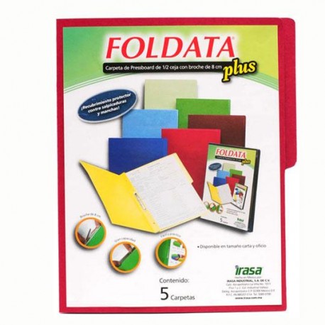 FOLDER DE PAPEL TAMAÑO CARTA IRASA FOLDATA 3024 TIPO CARPETA COLOR ROJO 1 PIEZA - Envío Gratuito