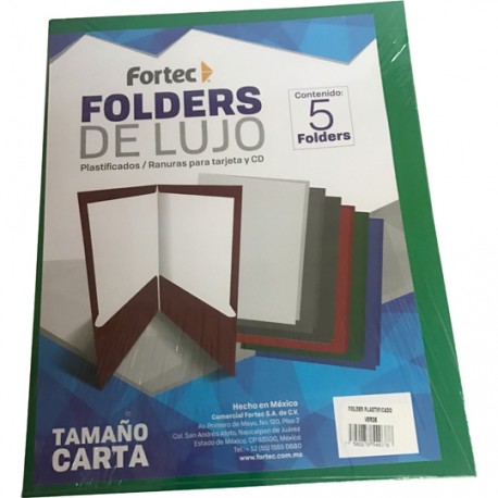Folder laminado cta color verde c/5 - Envío Gratuito
