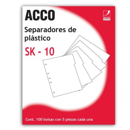 SEPARADOR ACCO P0560 TAMAÑO CARTA CON 5 DIVISIONES DE PLASTICO CON CEJAS BLANCAS 1 JUEGO - Envío Gratuito