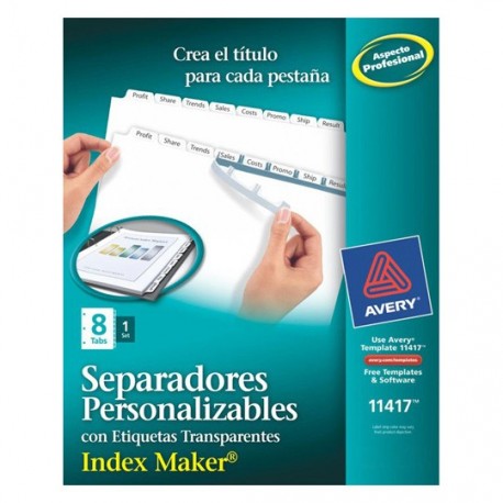 SEPARADOR AVERY 11417 TAMAÑO CARTA CON 8 DIVISIONES DE PAPEL CON CEJAS BLANCAS 1 JUEGO - Envío Gratuito