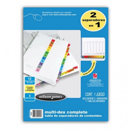 SEPARADOR WILSON JONES P0445 TAMAÑO CARTA CON 12 DIVISIONES DE PAPEL CON CEJAS MULTICOLOR 1 JUEGO - Envío Gratuito