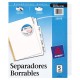 SEPARADOR AVERY 23075 TAMAÑO CARTA CON 5 DIVISIONES DE PLASTICO CON CEJAS BLANCAS 1 JUEGO - Envío Gratuito
