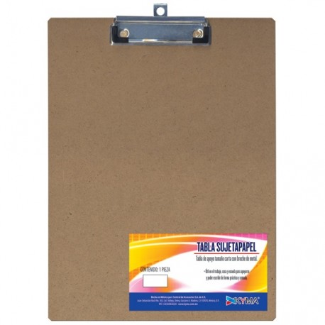 TABLA SUJETAPAPEL KYMA MACCTA TAMAÑO CARTA DE MADERA CON BROCHE CROMADO 1 PIEZA - Envío Gratuito