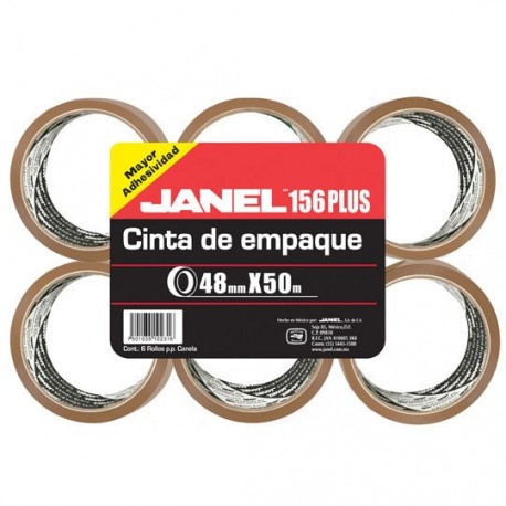 CINTA ADHESIVA DE EMPAQUE CANELA JANEL 156 DE 48 MM X 5 0M BLISTER CON 6 PZAS - Envío Gratuito