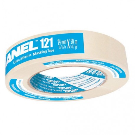 CINTA ADHESIVA MASKING TAPE JANEL 121 COLOR BLANCA DE 24 MM X 50 M 1 PZA - Envío Gratuito