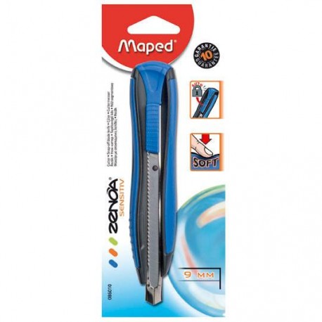 CUTTER MAPED ZENOA SENSITIV TAMAÑO 9 MM COLOR AZUL - Envío Gratuito