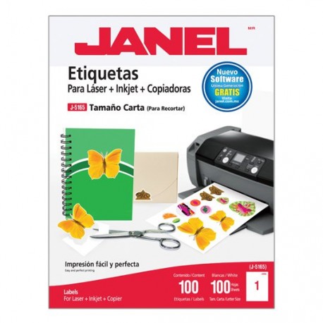 ETIQUETAS BLANCAS JANEL J-5165 DE 216 X 279 MM 1 PAQUETE - Envío Gratuito