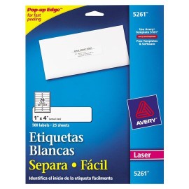ETIQUETAS SEPARA FACIL BLANCAS AVERY 5261 DE 2.5X10.2 CM 1 PAQUETE - Envío Gratuito