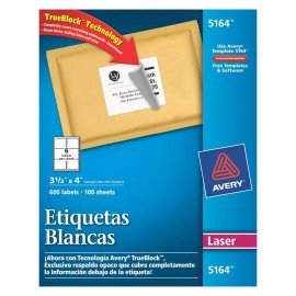 ETIQUETAS BLANCAS AVERY 5164 DE 8.5X10.2 CM 1 PAQUETE - Envío Gratuito