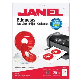 ETIQUETAS PARA CD BLANCAS JANEL J-593125 DE 117 MM 1 PAQUETE - Envío Gratuito