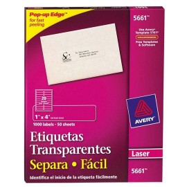 ETIQUETAS SEPARA FACIL TRANSPARENTES AVERY 5661 DE 2.5X10.2 CM 1 PAQUETE - Envío Gratuito