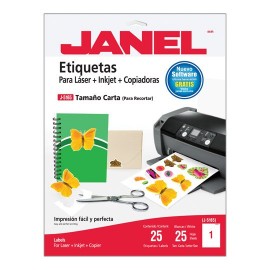 ETIQUETAS BLANCAS JANEL J-5165 DE 216 X 279 MM 1 PAQUETE (25 HOJAS) - Envío Gratuito