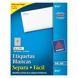 ETIQUETAS SEPARA FACIL BLANCAS AVERY 8167 DE 1.3X4.5 CM 1 PAQUETE - Envío Gratuito