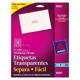 ETIQUETAS SEPARA FACIL TRANSPARENTES AVERY 8660 DE 2.5X10.2 CM 1 PAQUETE - Envío Gratuito