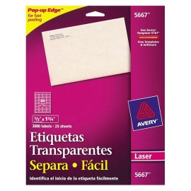 ETIQUETAS SEPARA FACIL TRANSPARENTES AVERY 5667 DE 1.3X4.5 CM 1 PAQUETE - Envío Gratuito
