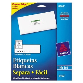 ETIQUETAS SEPARA FACIL BLANCAS AVERY 8162 DE 3.4X10.2 CM 1 PAQUETE - Envío Gratuito