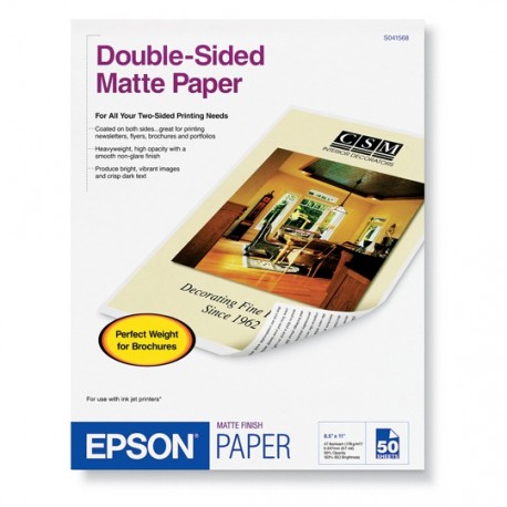 PAPEL DOUBLE SIDE BLANCO CARTA EPSON GRAMAJE BLANCURA 8.5 X 11 PULGADAS 1 PAQUETE CON 50 HOJAS - Envío Gratuito