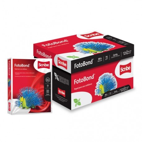 CAJA DE PAPEL BOND BLANCO CARTA SCRIBE FOTOBOND GRAMAJE 75 GRS BLANCURA 95 PORCIENTO 8.5 X 11 PULGADAS - Envío Gratuito