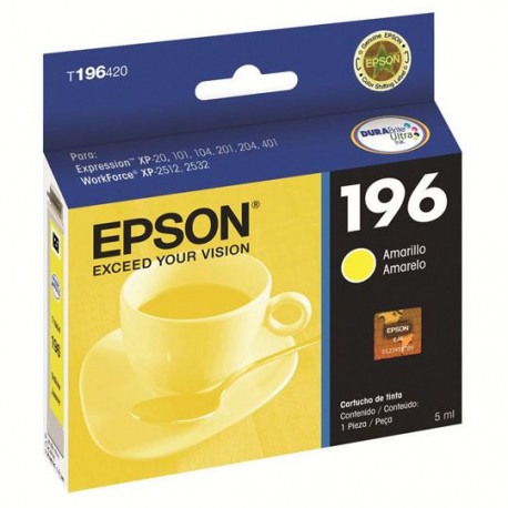 TINTA EPSON T196420-AL 196 COLOR AMARILLO - Envío Gratuito