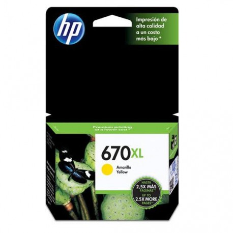 TINTA HP CZ120AL 670XL COLOR AMARILLO - Envío Gratuito