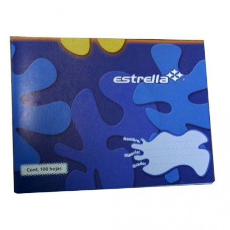 CUADERNO FORMA ITALIANA CUADRO CHICO ESTRELLA DE 100 HOJAS PASTA CARTONCILLO TIPO ENGRAPADO 1 PIEZA - Envío Gratuito