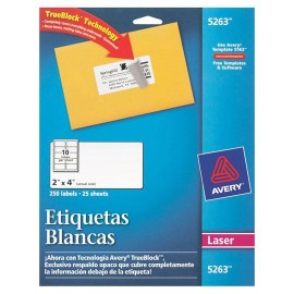 ETIQUETAS BLANCAS AVERY 5263 DE 5.1X10.2 CM 1 PAQUETE - Envío Gratuito