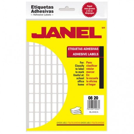 ETIQUETAS BLANCAS JANEL NO. 4 DE 8X20 MM 1 PAQUETE - Envío Gratuito