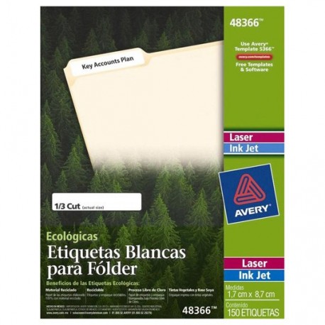 ETIQUETAS PARA FOLDER BLANCAS AVERY 48366 DE 1.7X9.8 CM 1 PAQUETE - Envío Gratuito