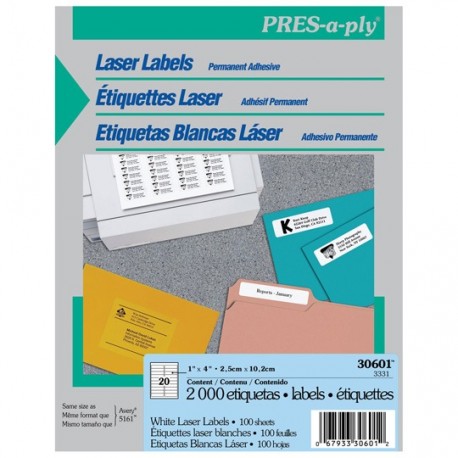 ETIQUETAS LASER BLANCAS AVERY 30601 DE 2.5X10.2 CM 1 PAQUETE - Envío Gratuito