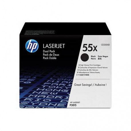 TONER DUAL PACK HP 55X CE255XD COLOR NEGRO - Envío Gratuito