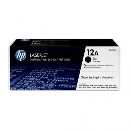 TONER DUAL PACK HP 12A Q2612AD COLOR NEGRO - Envío Gratuito