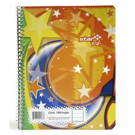 CUADERNO FORMA FRANCESA RAYA ESTRELLA DE 100 HOJAS PASTA CARTONCILLO TIPO METALICO 1 PIEZA - Envío Gratuito