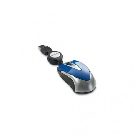 MOUSE MINI ALAMBRICO RETRACTIL VERBATIM 97249 CONEXION USB COLOR GRIS Y AZUL - Envío Gratuito