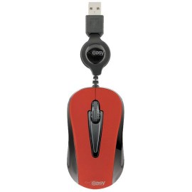 MOUSE MINI ALAMBRICO RETRACTIL EASY LINE EL-993353 CONEXION USB COLOR ROJO Y NEGRO - Envío Gratuito